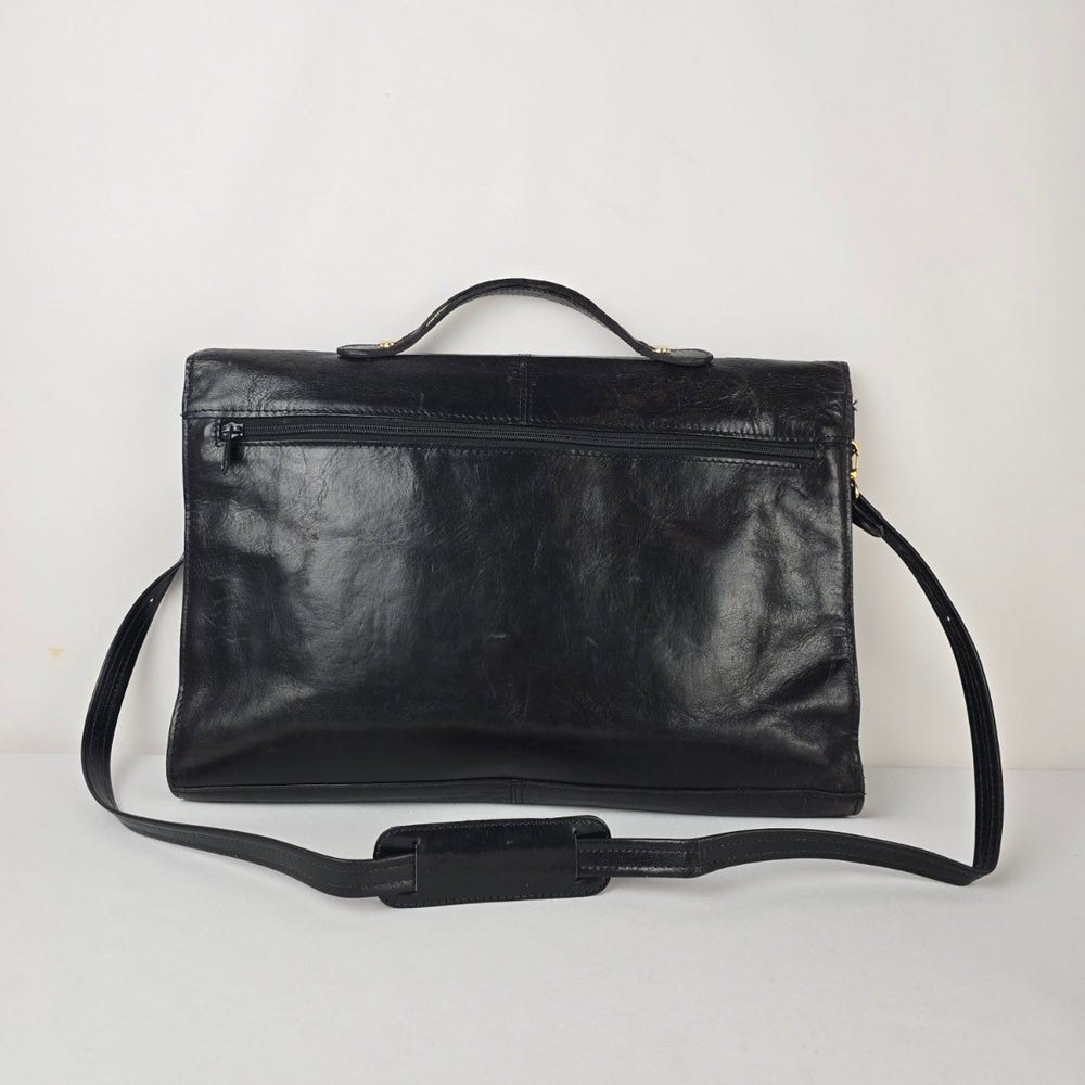Renwick Black Leather Made in Canada Briefcase Shoulder Bag