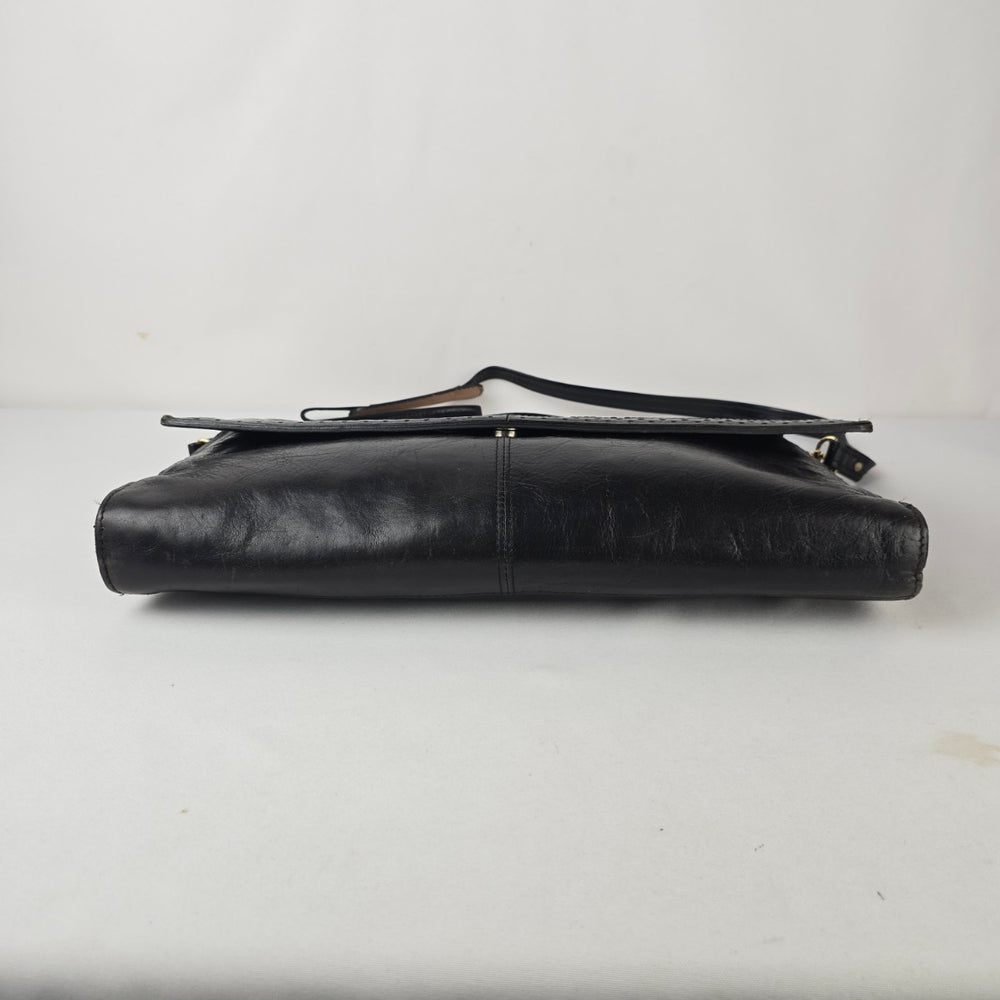 Renwick Black Leather Made in Canada Briefcase Shoulder Bag