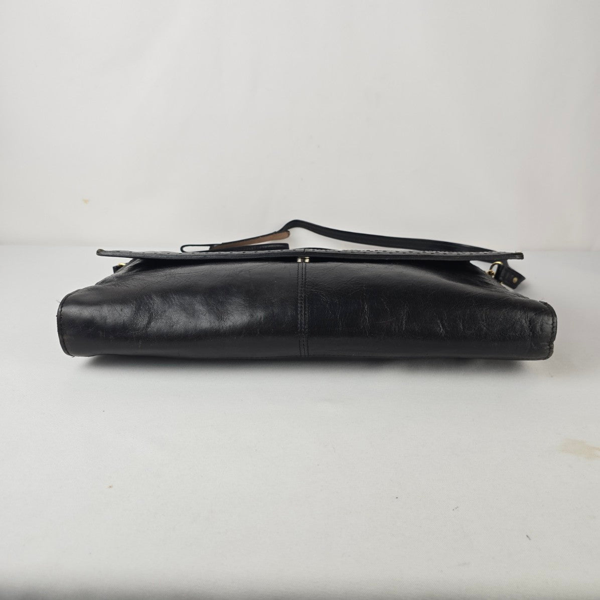Renwick Black Leather Made in Canada Briefcase Shoulder Bag