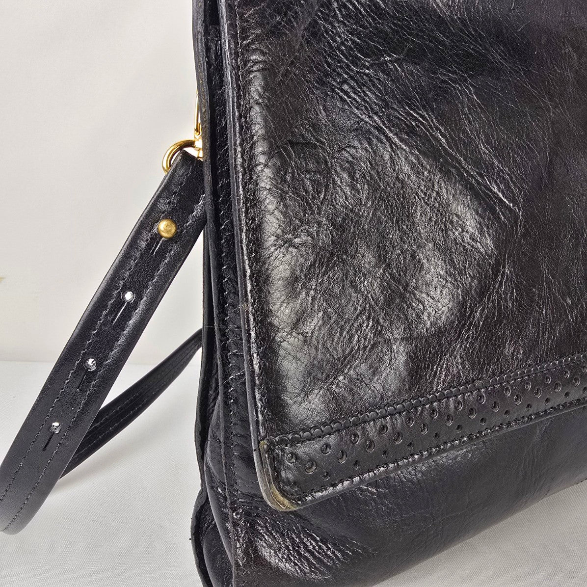 Renwick Black Leather Made in Canada Briefcase Shoulder Bag