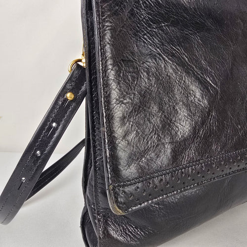 Renwick Black Leather Made in Canada Briefcase Shoulder Bag