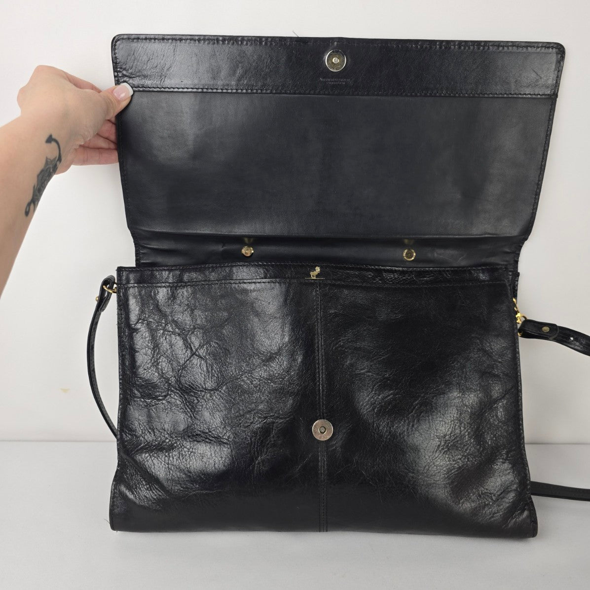 Renwick Black Leather Made in Canada Briefcase Shoulder Bag