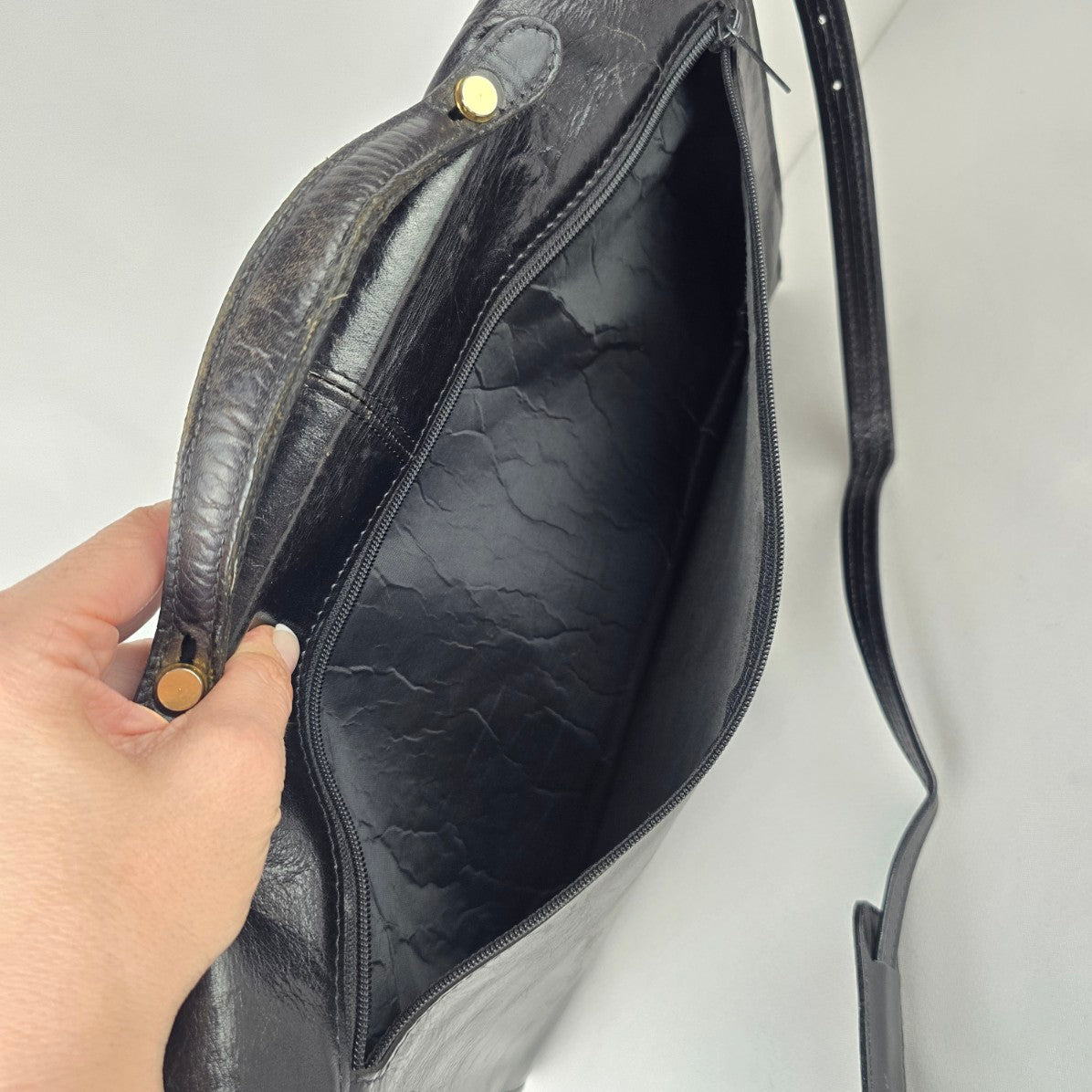 Renwick Black Leather Made in Canada Briefcase Shoulder Bag