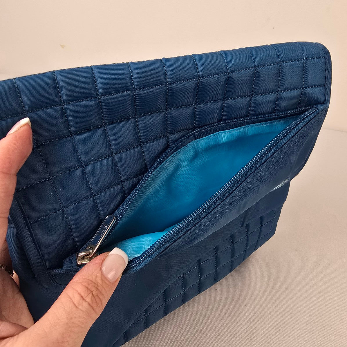 Lug Blue Quilted Crossbody Bag Travel Organizer Purse