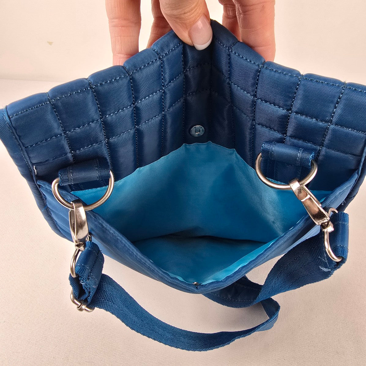 Lug Blue Quilted Crossbody Bag Travel Organizer Purse