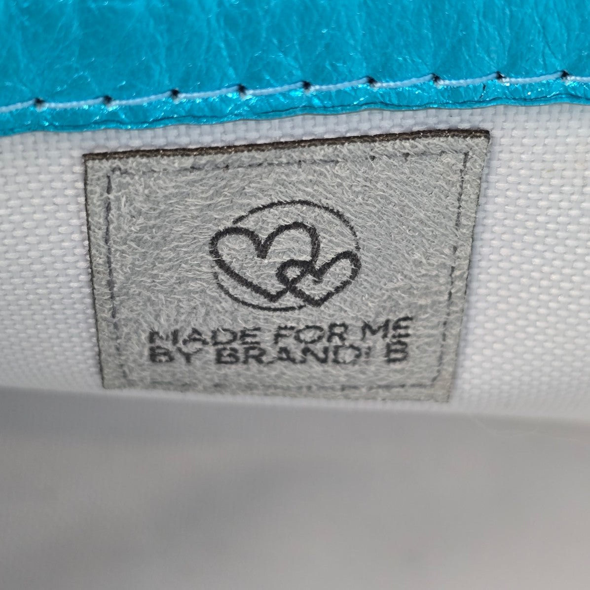 Made For Me by Brand B Metallic Turquoise Leather Drawstring Bag Purse Handmade
