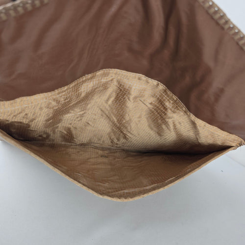Vintage Patchwork Leather Envelope Clutch Wallet Brown Tan