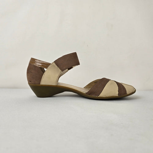 Fugitive Francesco Rossi Leather Low Heel Sandals Brown Beige