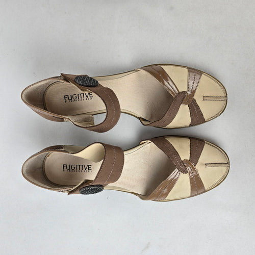 Fugitive Francesco Rossi Leather Low Heel Sandals Brown Beige