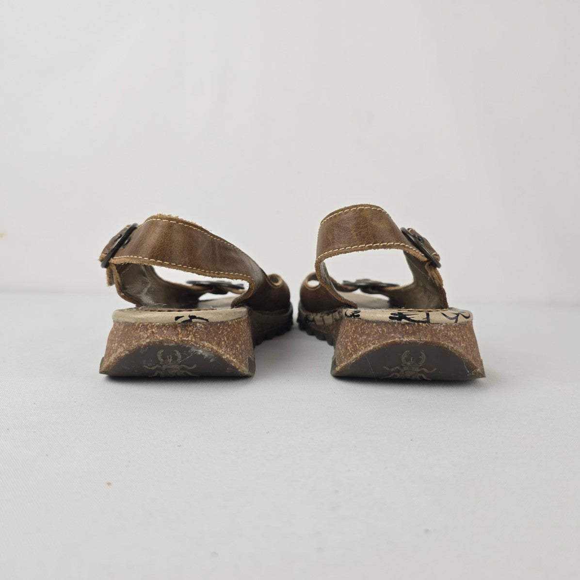 Fly London Brown Leather Slingback Comfort Sandals Size 9