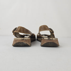 Fly London Brown Leather Slingback Comfort Sandals Size 9