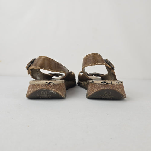 Fly London Brown Leather Slingback Comfort Sandals Size 9