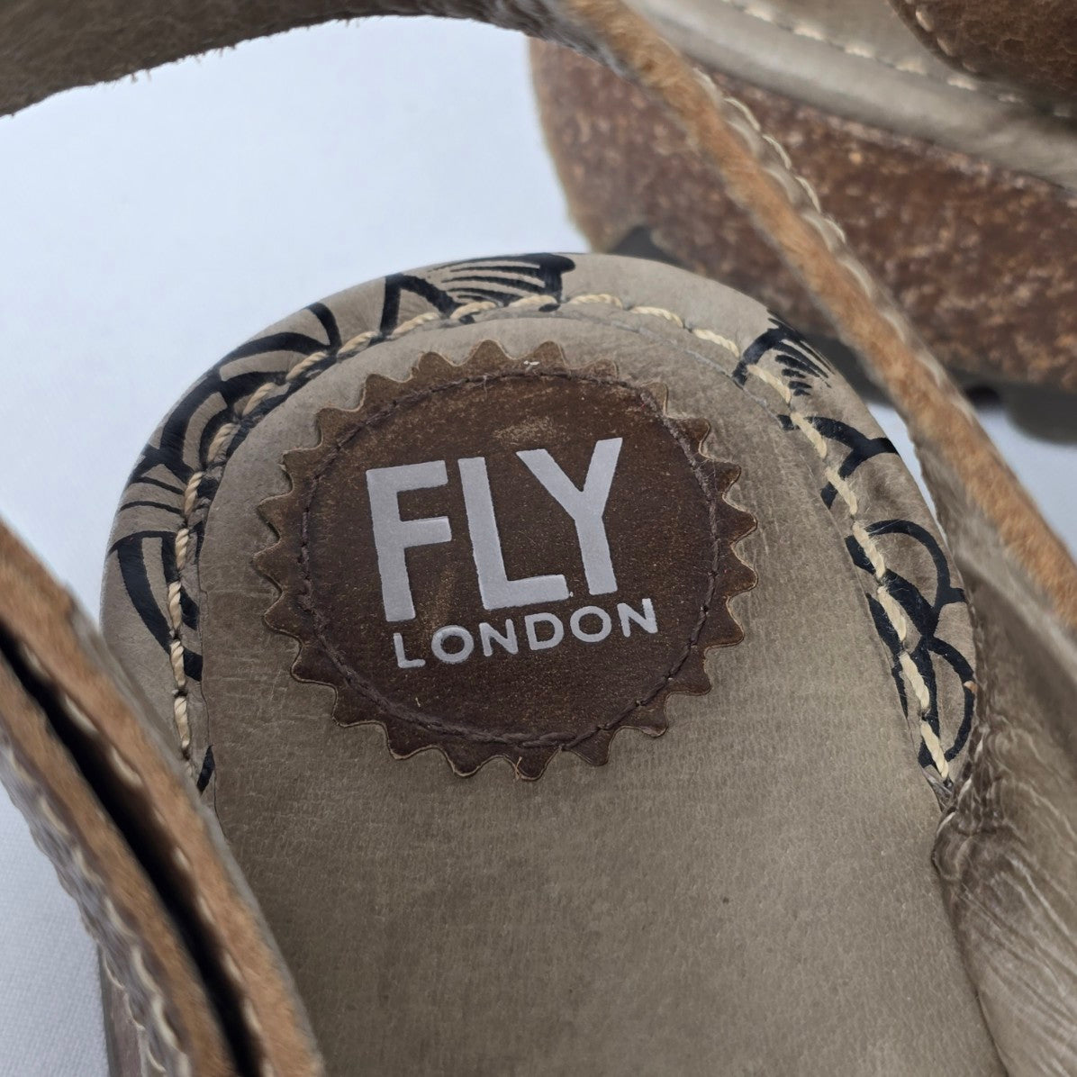 Fly London Brown Leather Slingback Comfort Sandals Size 9