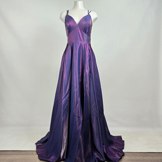 Splash Purple Iridescent Taffeta Formal Prom Gown Dress Size 10