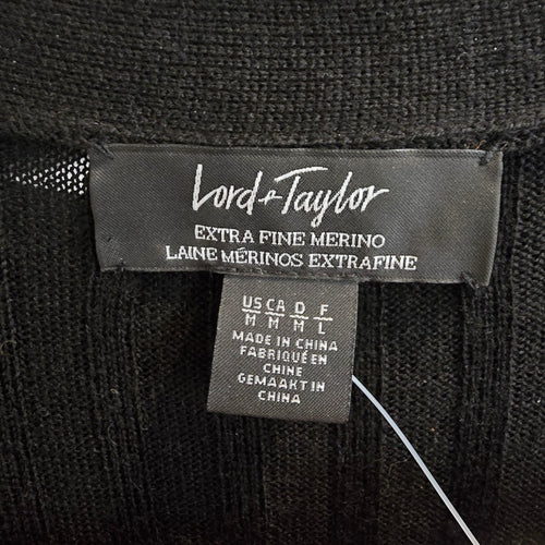Lord & Taylor Extra Fine Merino Wool Long Black Cardigan Dress Size M