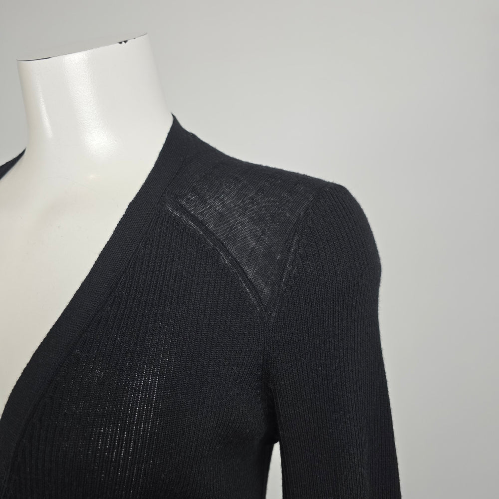 Lord & Taylor Extra Fine Merino Wool Long Black Cardigan Dress Size M
