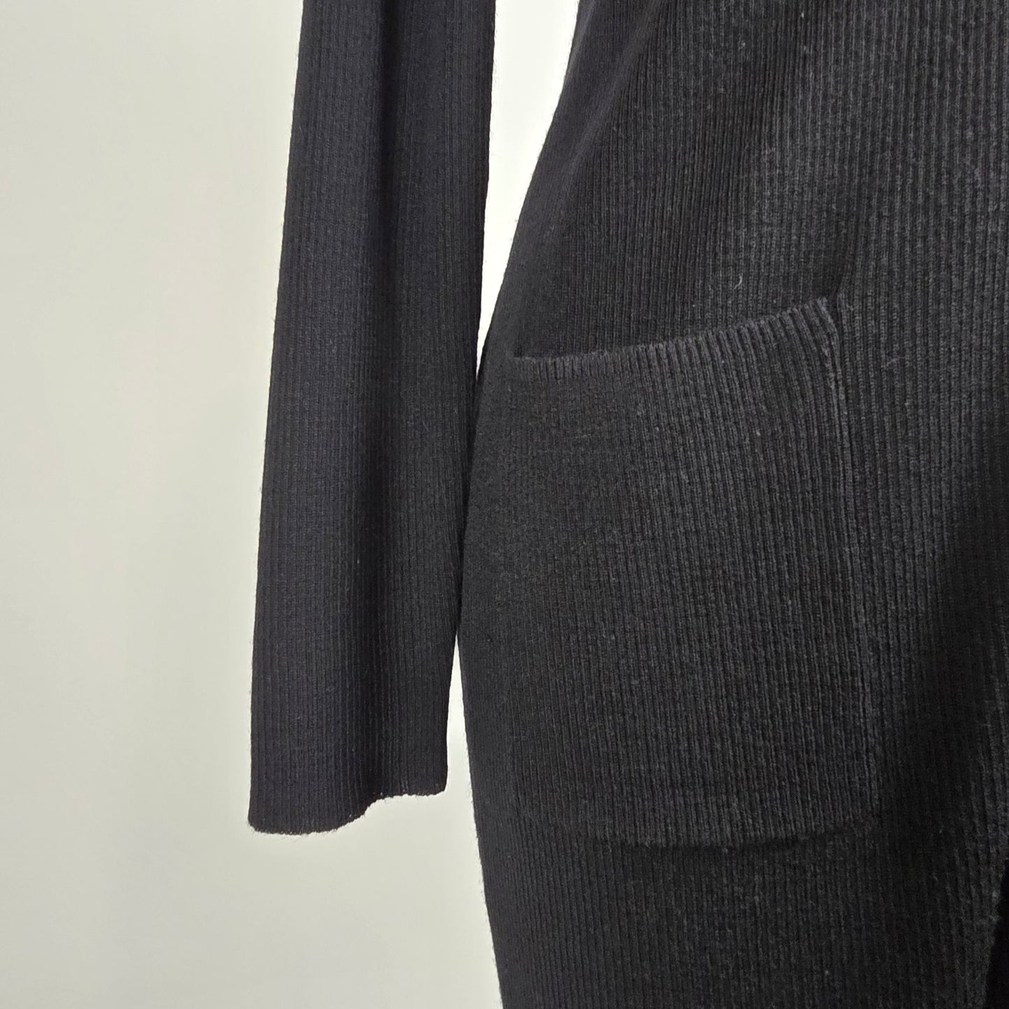 Lord & Taylor Extra Fine Merino Wool Long Black Cardigan Dress Size M