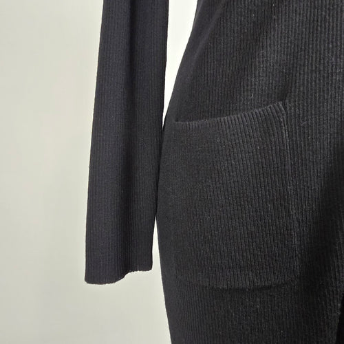 Lord & Taylor Extra Fine Merino Wool Long Black Cardigan Dress Size M