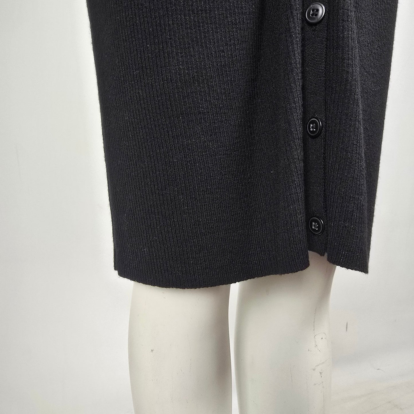 Lord & Taylor Extra Fine Merino Wool Long Black Cardigan Dress Size M