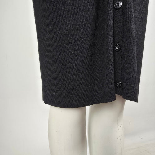 Lord & Taylor Extra Fine Merino Wool Long Black Cardigan Dress Size M