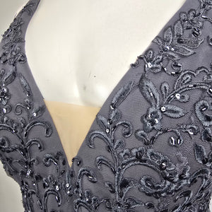Morilee Madeline Gardner Grey Sequin Bodice Formal Gown Size 12
