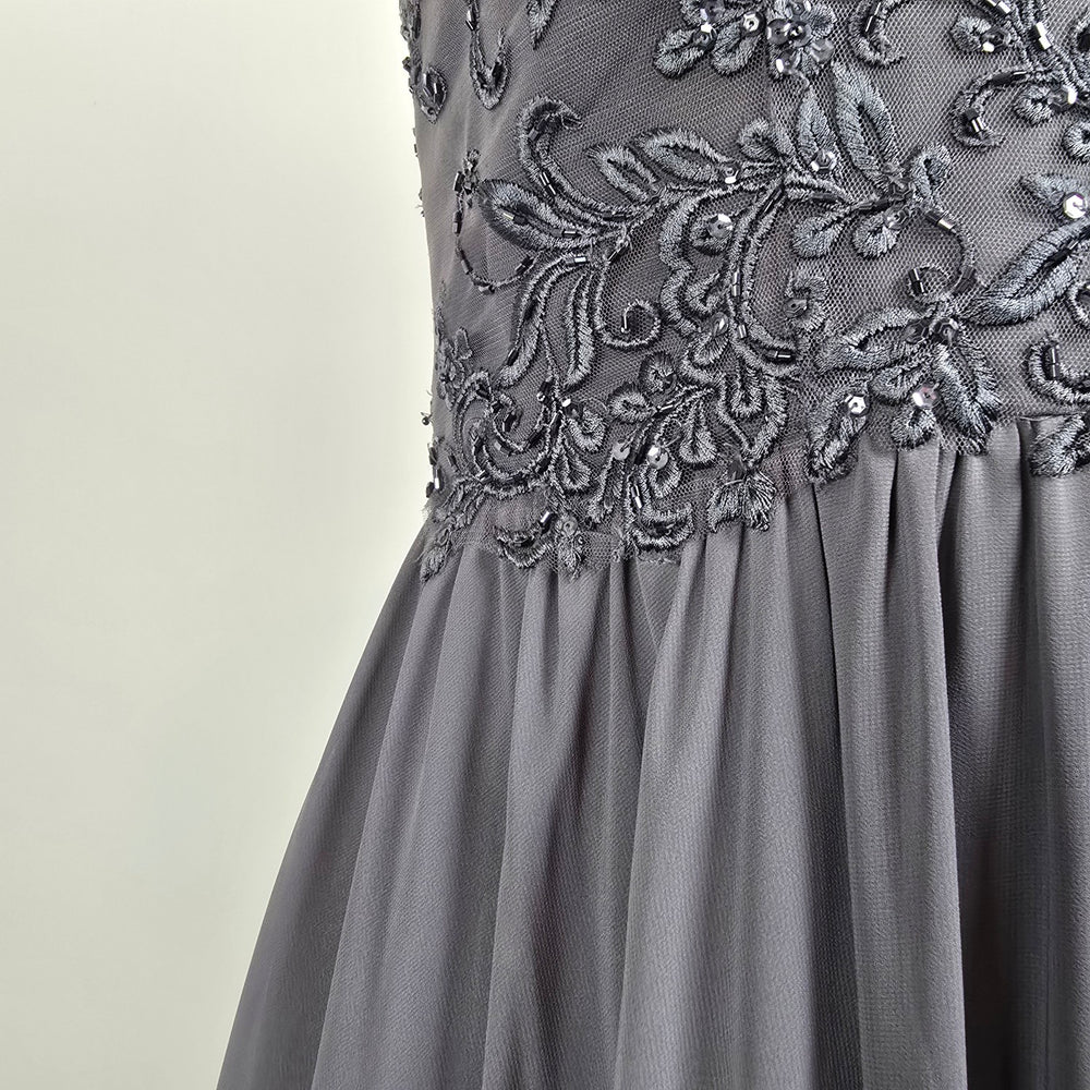 Morilee Madeline Gardner Grey Sequin Bodice Formal Gown Size 12
