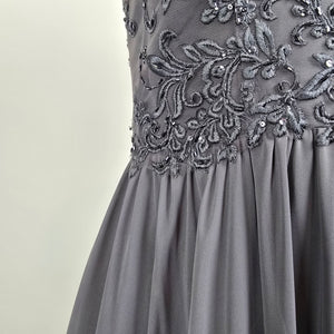 Morilee Madeline Gardner Grey Sequin Bodice Formal Gown Size 12