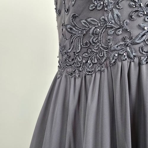 Morilee Madeline Gardner Grey Sequin Bodice Formal Gown Size 12