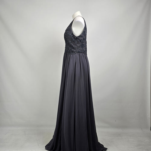 Morilee Madeline Gardner Grey Sequin Bodice Formal Gown Size 12