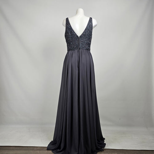 Morilee Madeline Gardner Grey Sequin Bodice Formal Gown Size 12