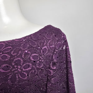 Jessica Howard Purple Lace Bodice Formal Gown Size 18W