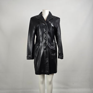 The Leather Ranch Vintage Black Leather Trench Coat Size M