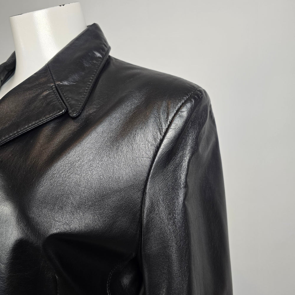 The Leather Ranch Vintage Black Leather Trench Coat Size M