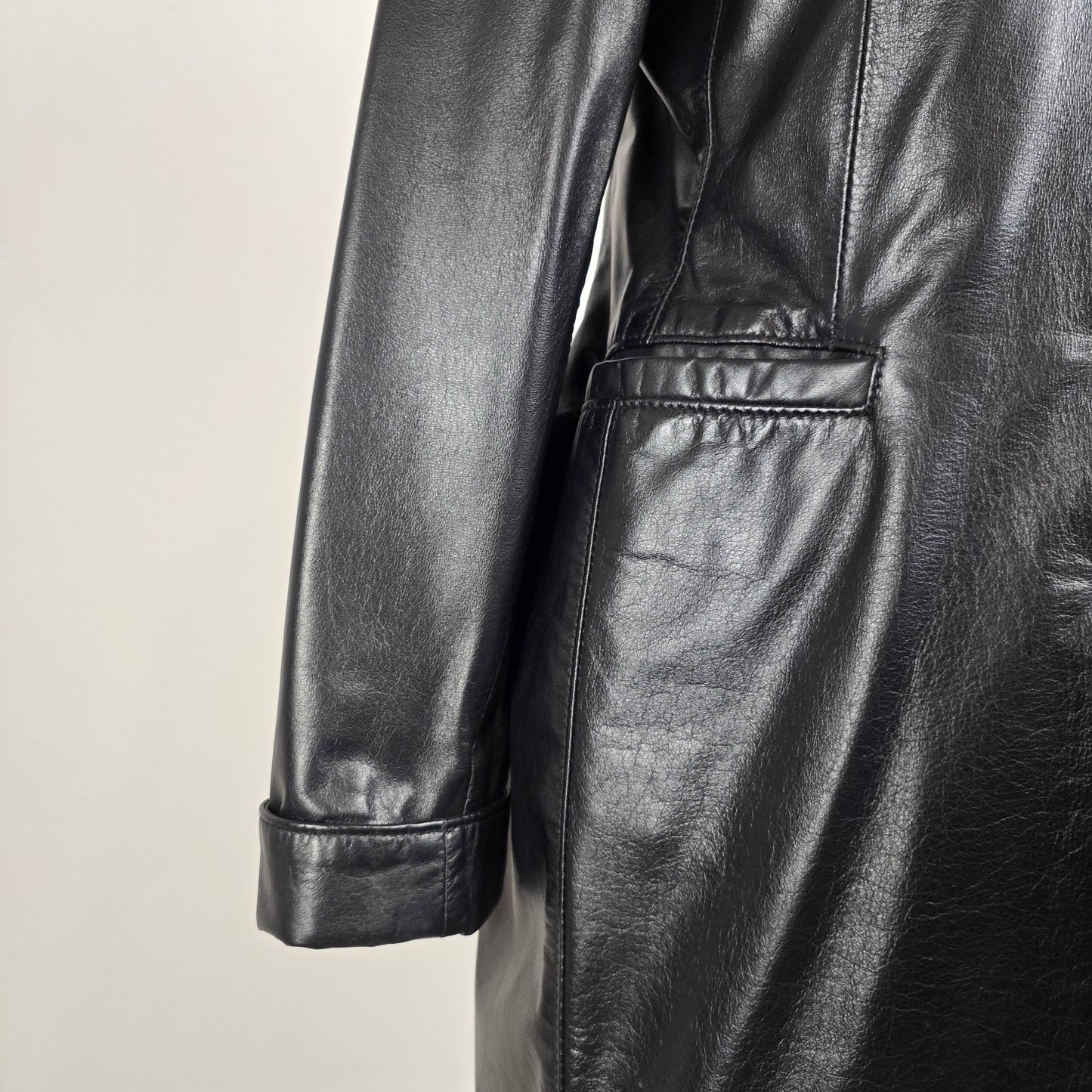 The Leather Ranch Vintage Black Leather Trench Coat Size M