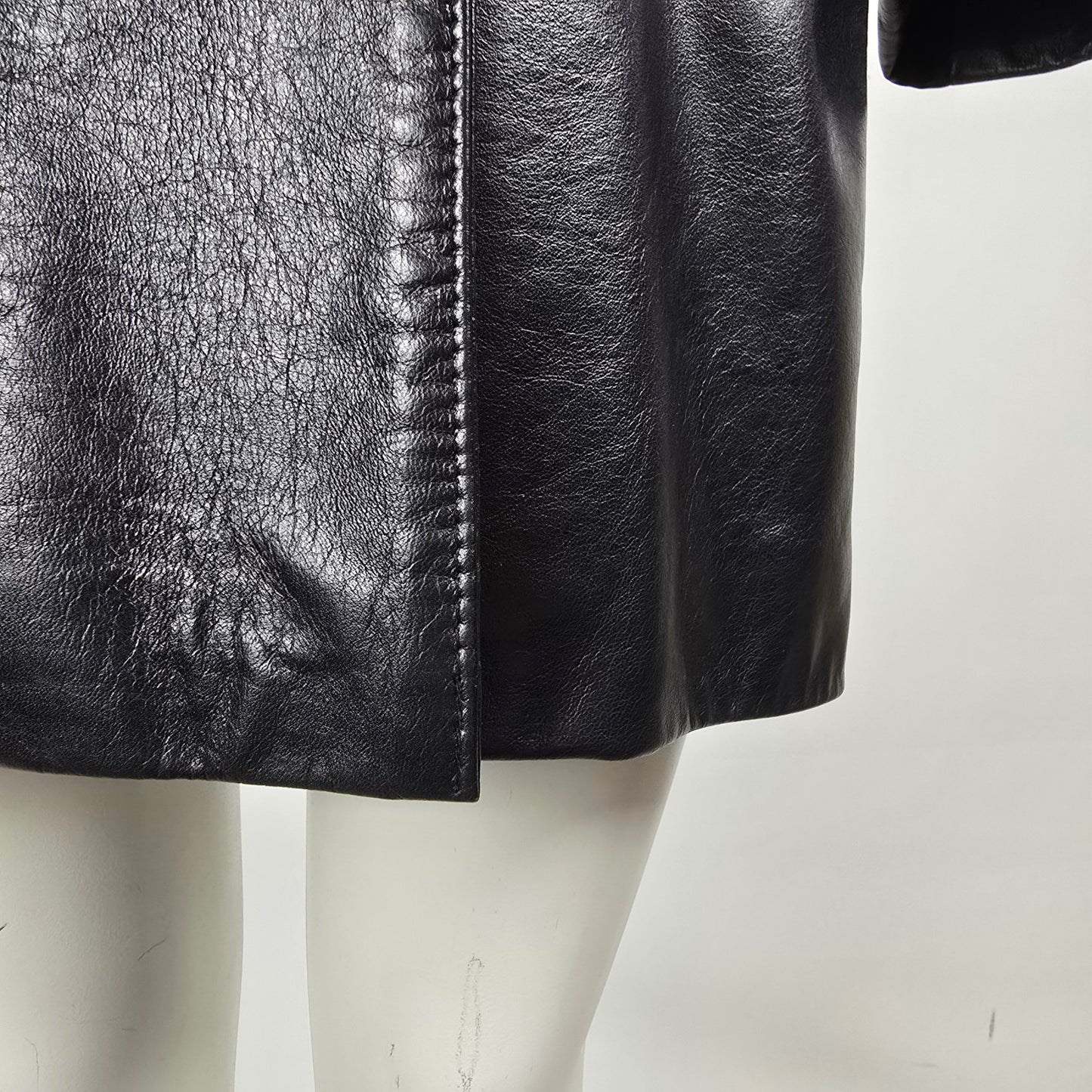 The Leather Ranch Vintage Black Leather Trench Coat Size M