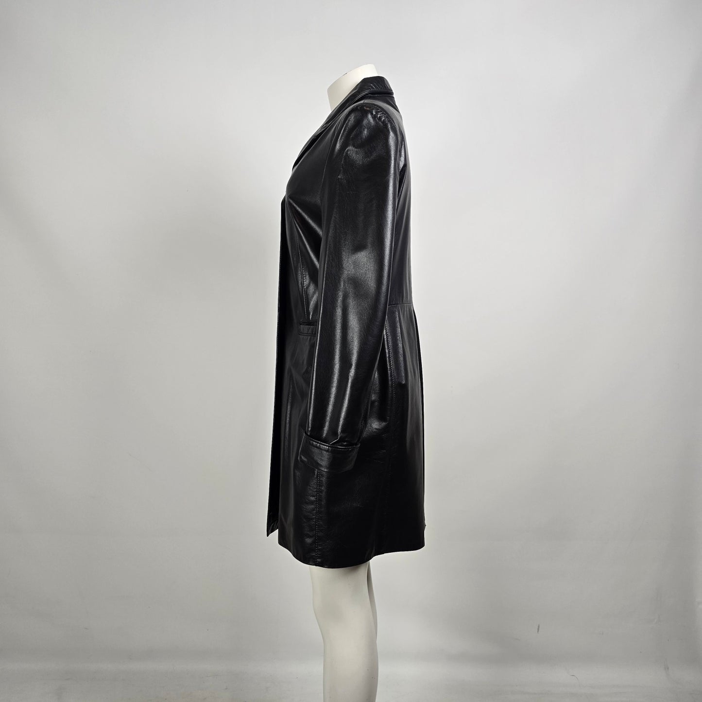 The Leather Ranch Vintage Black Leather Trench Coat Size M