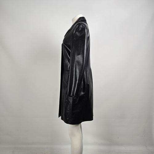 The Leather Ranch Vintage Black Leather Trench Coat Size M
