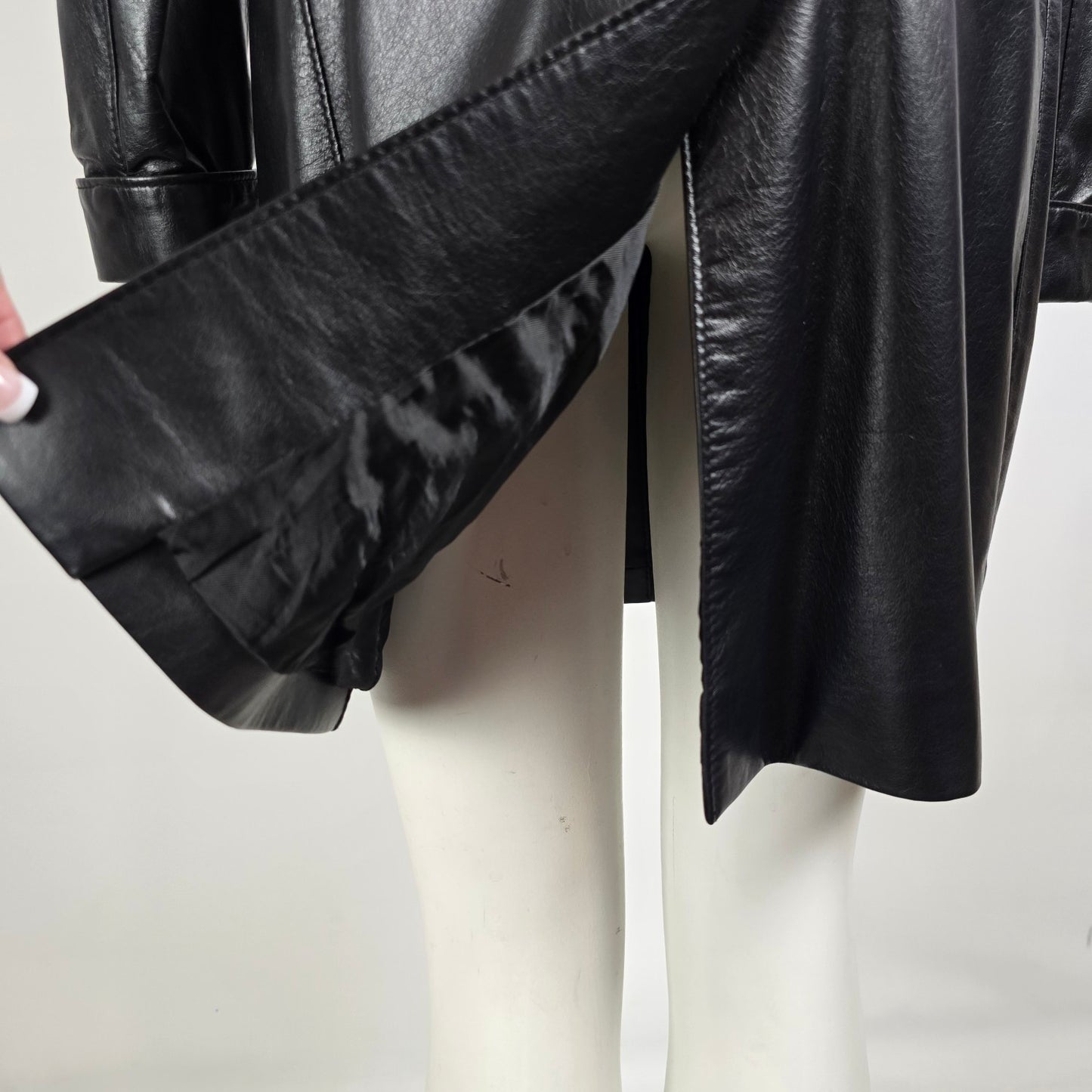 The Leather Ranch Vintage Black Leather Trench Coat Size M