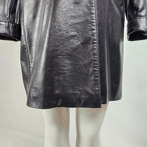The Leather Ranch Vintage Black Leather Trench Coat Size M