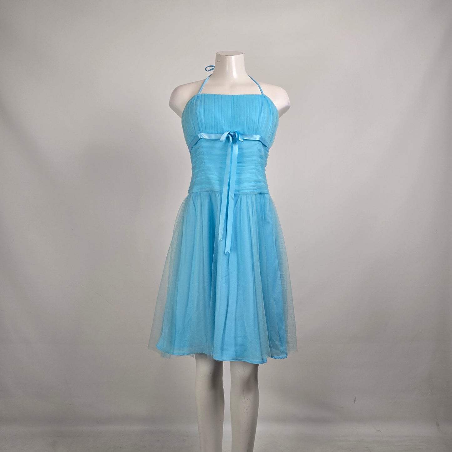 B2 Made in USA Blue Tulle Halter Party Dress Size 12