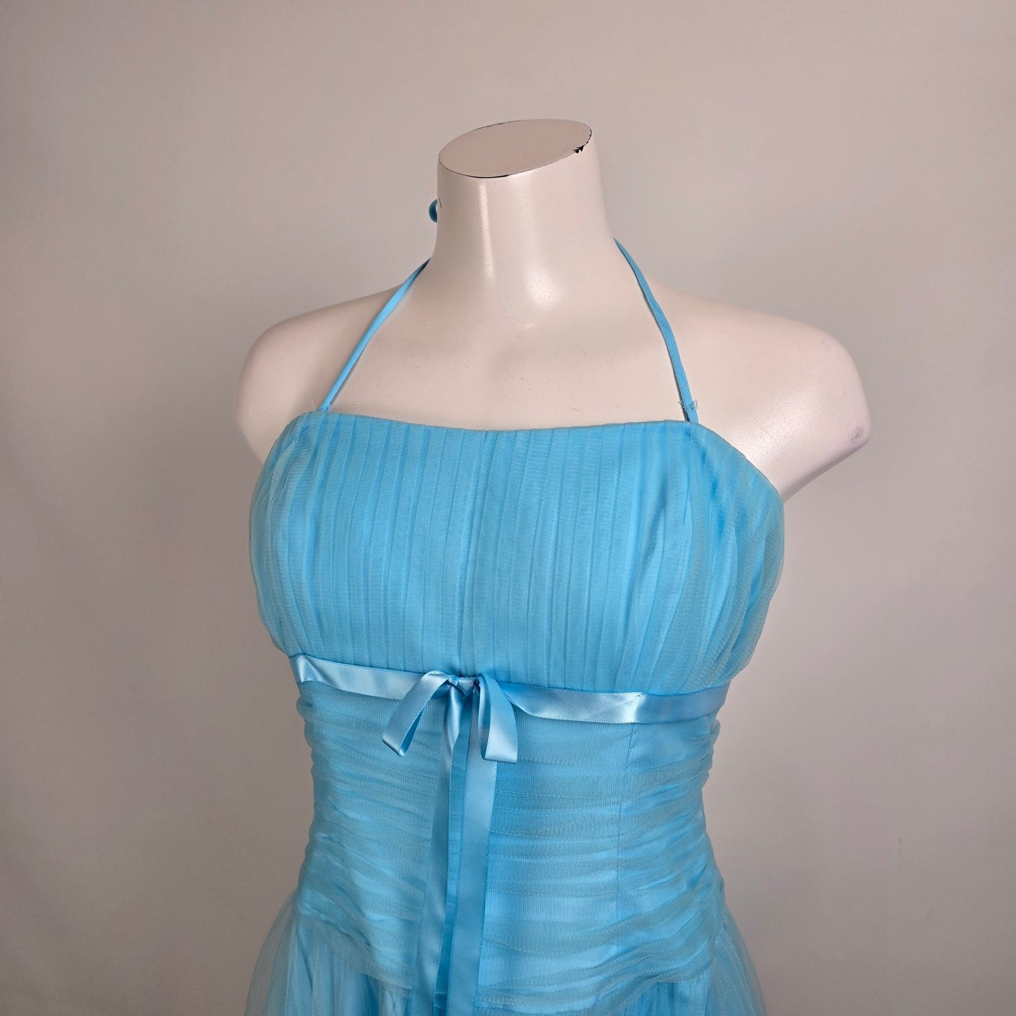 B2 Made in USA Blue Tulle Halter Party Dress Size 12