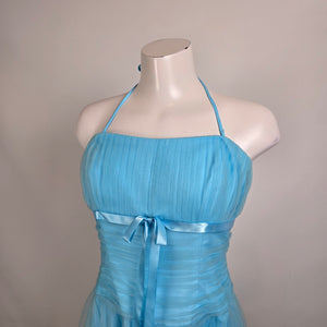B2 Made in USA Blue Tulle Halter Party Dress Size 12