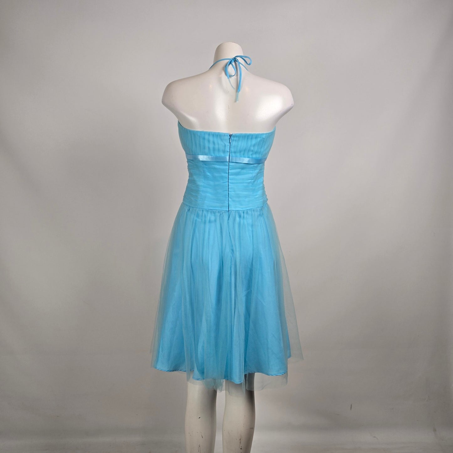 B2 Made in USA Blue Tulle Halter Party Dress Size 12