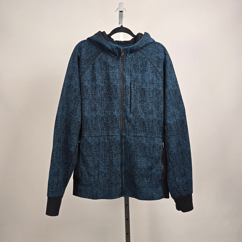 Lululemon Best Coast Hoodie Trek Texture Blue Black Full Zip Size XL