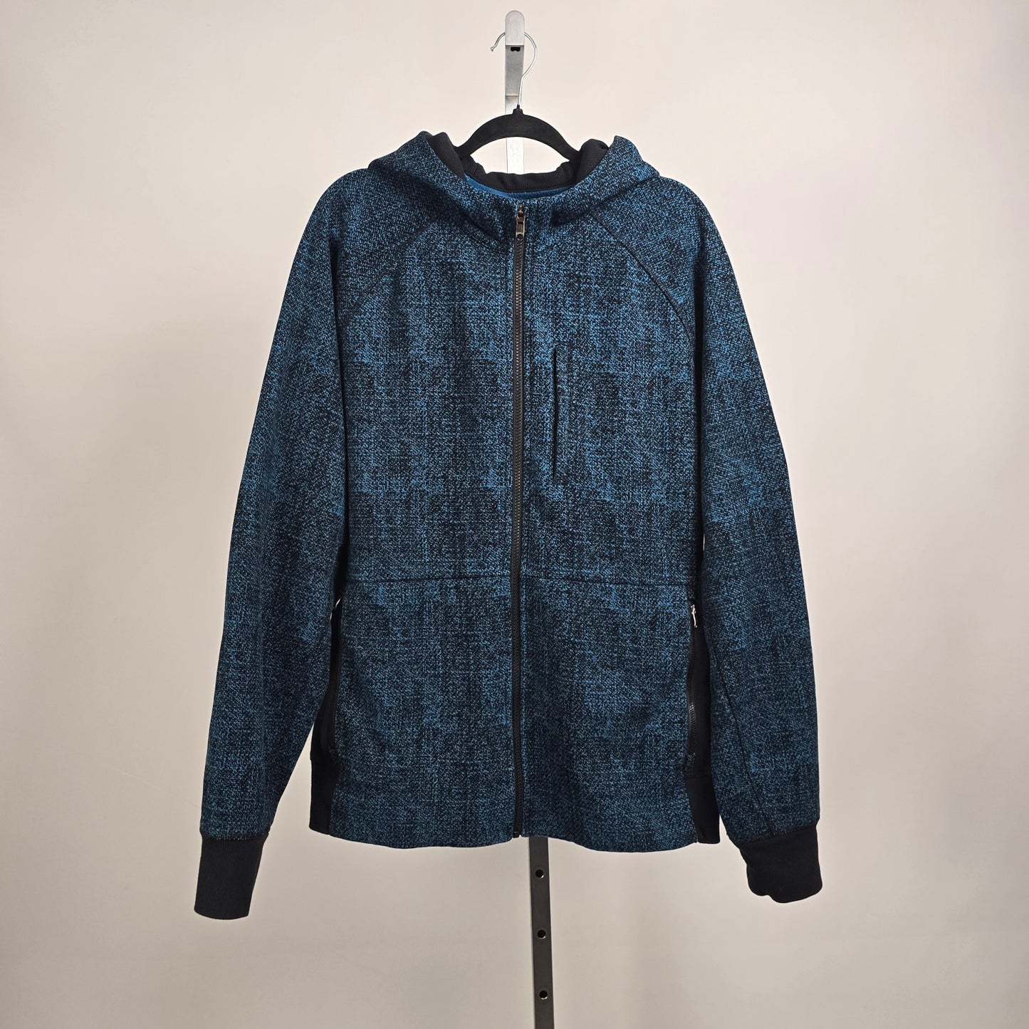 Lululemon Best Coast Hoodie Trek Texture Blue Black Full Zip Size XL
