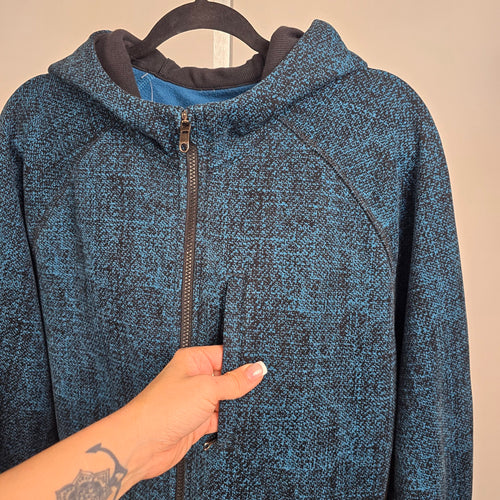 Lululemon Best Coast Hoodie Trek Texture Blue Black Full Zip Size XL
