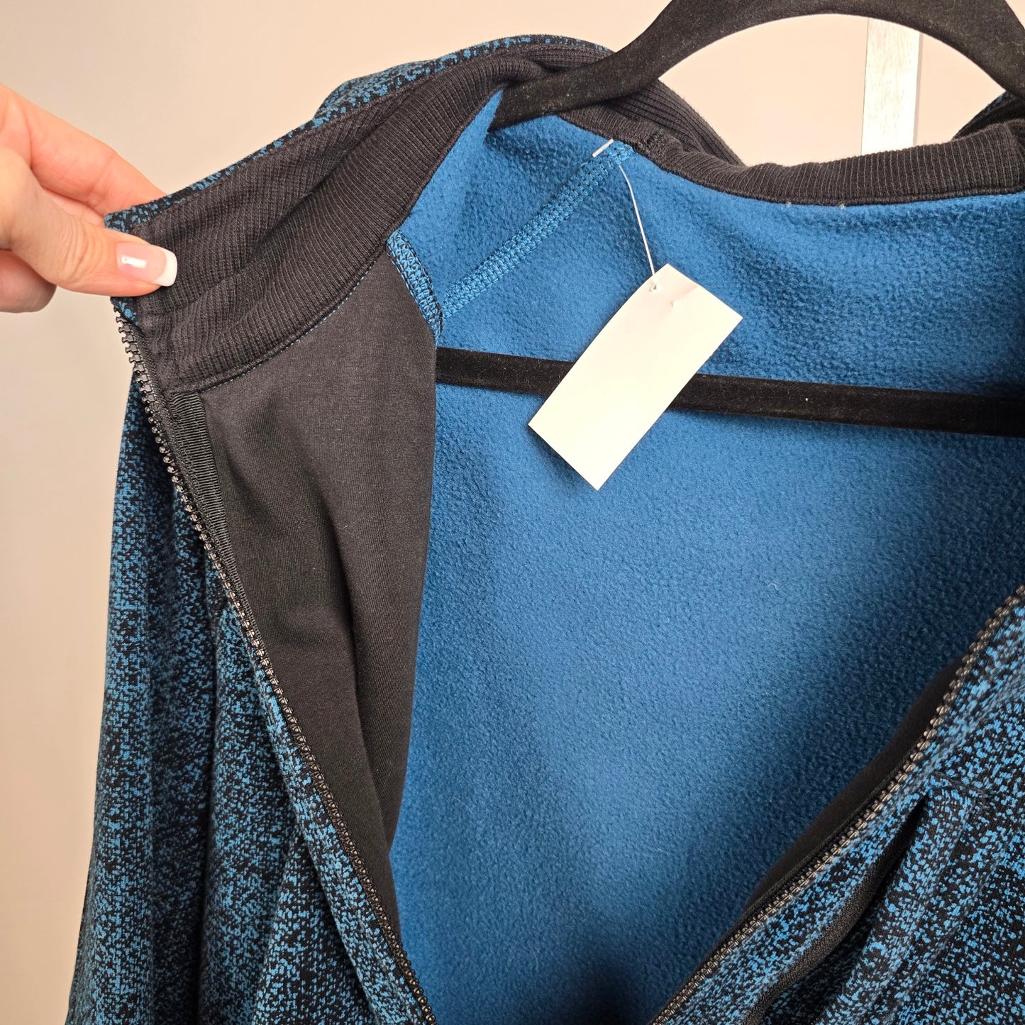 Lululemon Best Coast Hoodie Trek Texture Blue Black Full Zip Size XL