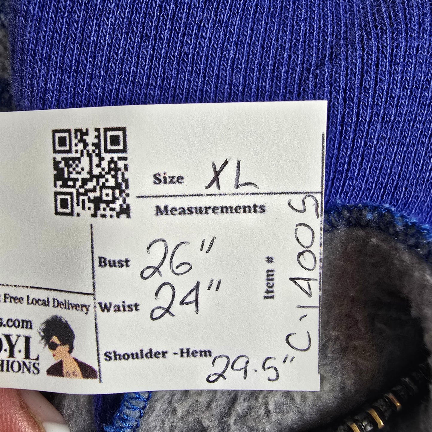 Lululemon Full Zip Fleece Lined Hoodie Blue Gray Striped XL