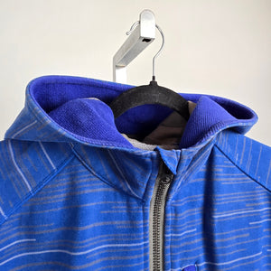Lululemon Full Zip Fleece Lined Hoodie Blue Gray Striped XL