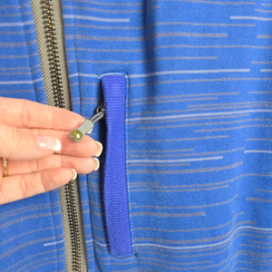 Lululemon Full Zip Fleece Lined Hoodie Blue Gray Striped XL